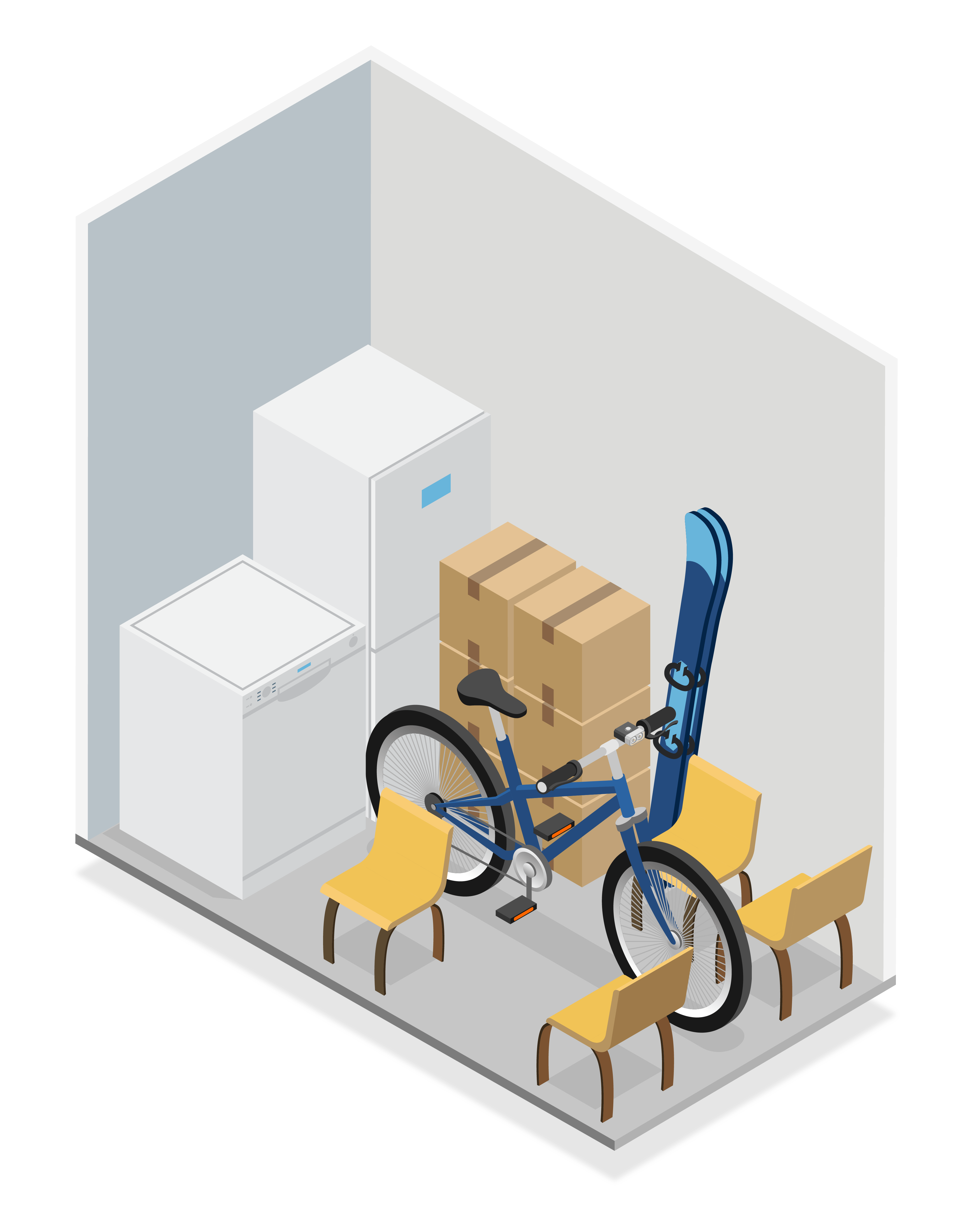 Box de stockage 1,5 m2 - Visualisation de l'espace de stockage et dimensions