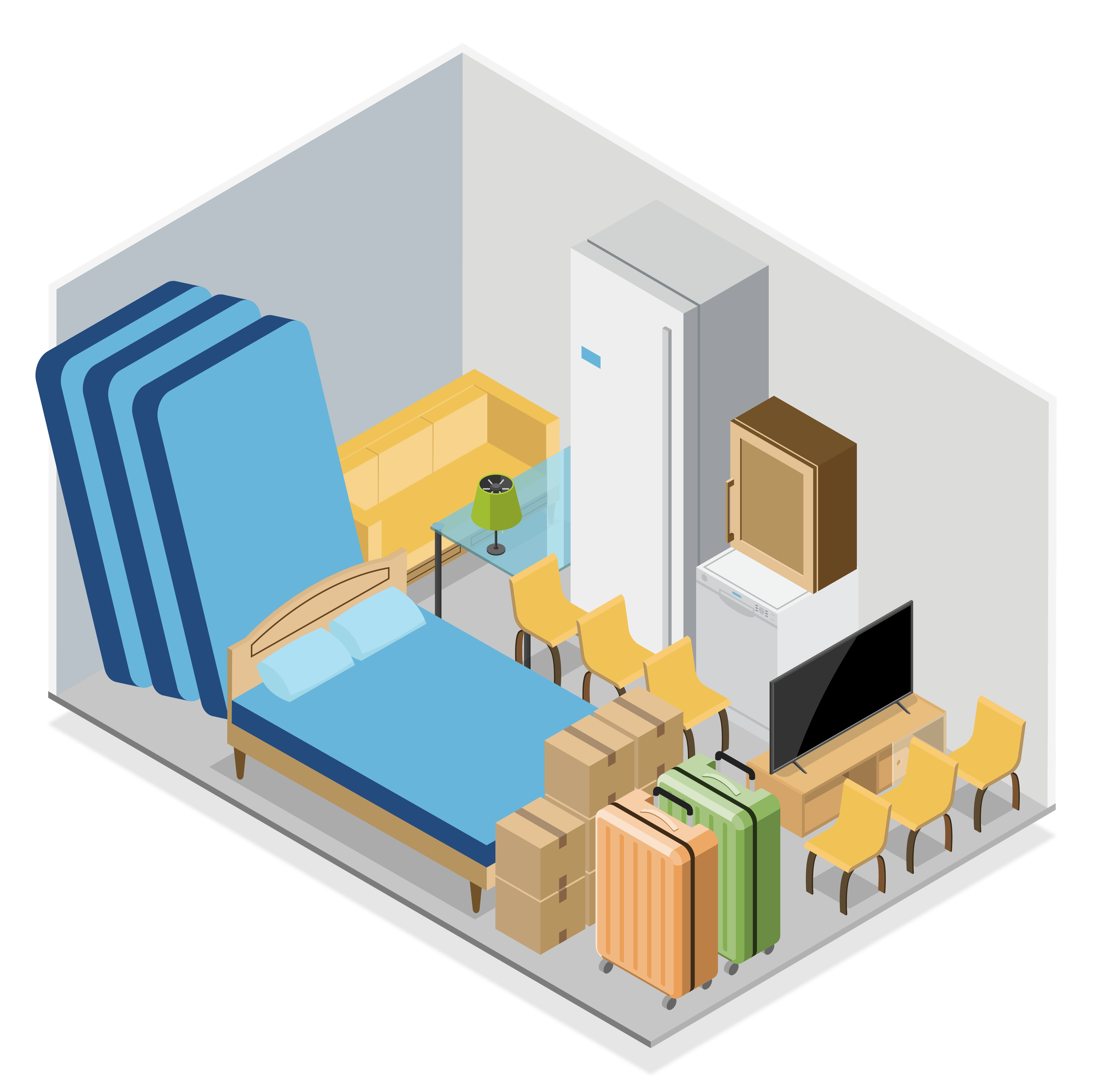 Box de stockage 7 m2 - Visualisation de l'espace de stockage et dimensions